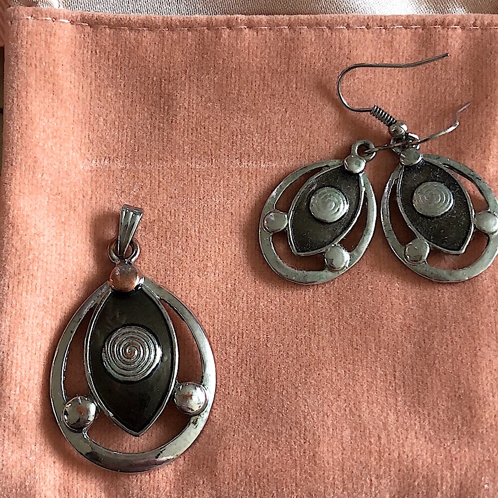 Artisan Evil eye pendant (no chain) & earrings set